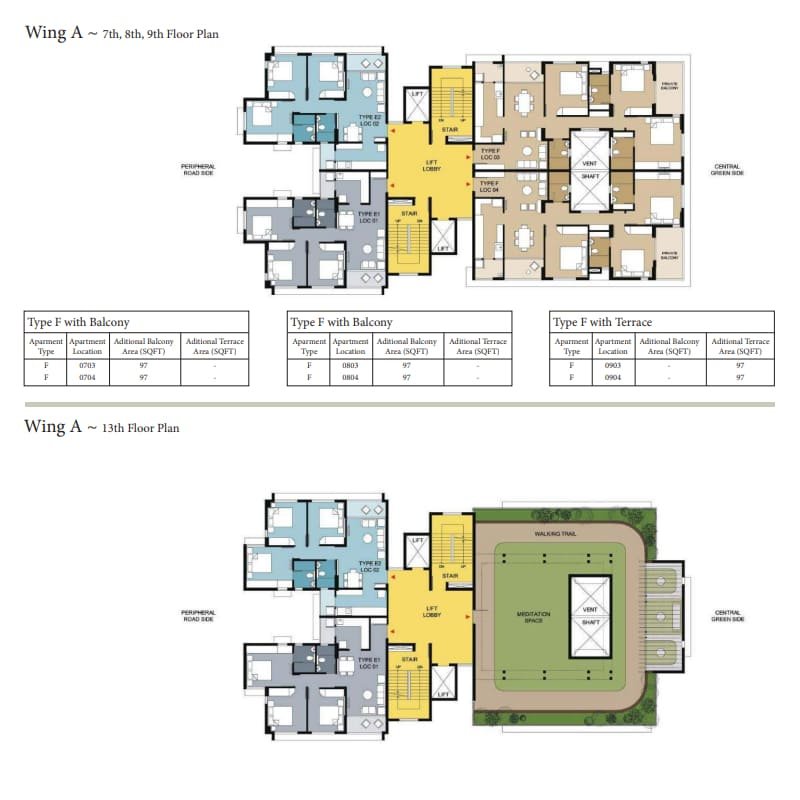 7th, 8th, 9th and 13th Floor Plan